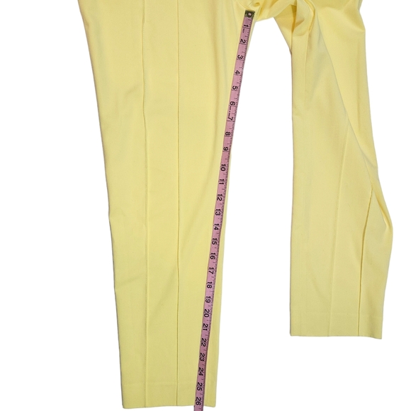 BCBG Maxazria Yellow Pintuck Ankle Dress Pants Size 10 ? Flat Front Work Career - Picture 13 of 16